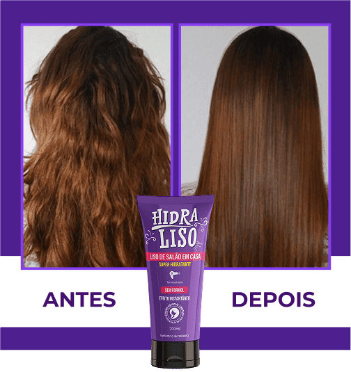 Comparação promocional 2: cabelos antes e depois apresentada pela marca Hidraliso