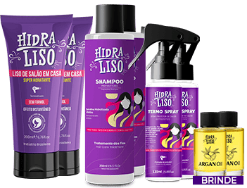 Linha Hidraliso com realinhador, shampoo, termo spray e óleos capilares